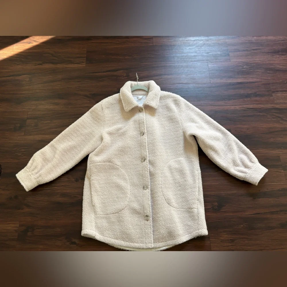 SPANX Jackets & Coats Luxe Fleece Shirt Ecru Off White. size XL - Picture 4 of 10